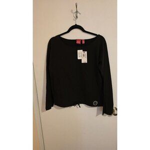 Anne Klein Top Womens Long Sleeve Drawstring Logo Sweatshirt NWT Msrp $59 Fall